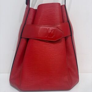 Authentic Louis Vuitton Epi Sac D'épaule Red Leather Bucket Bag